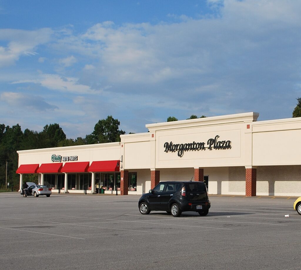 Morganton Plaza Sign and O'Reilly's Auto Parts